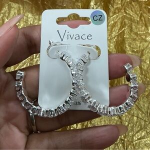 Vivace Cubic Zirconia Hoop Earrings